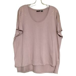 Esmara by Heidi Klum Large Women’s Short Sleeve Embellished Shoulder Hi-Low Top